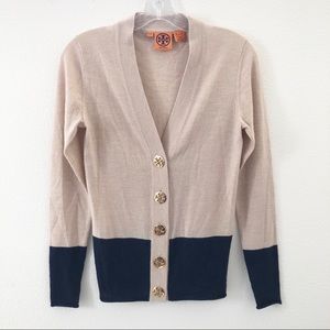 Tory Burch V-Neck Button Front Wool Cardigan